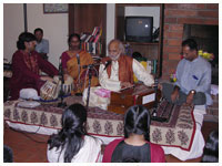 Accompanying Pt. Jasraj at Placentia Community Center, Placentia, CA